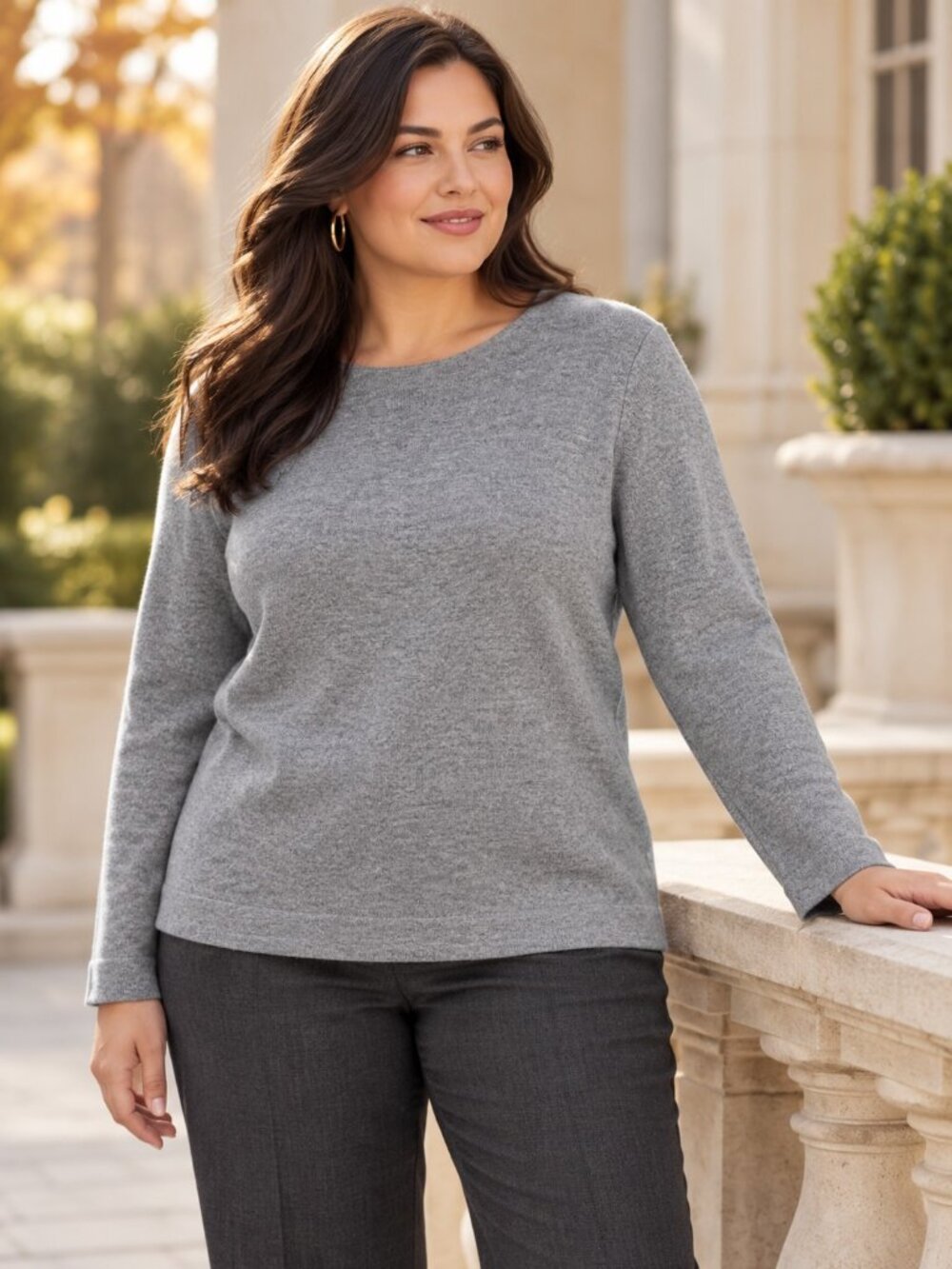Jones New York 100% Cashmere Heathered Gray Crewneck Sweater Women's 2X